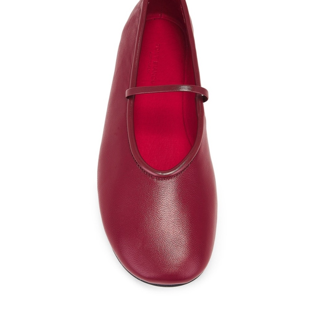 Tony Bianco x Revolve | Bordeaux Red “Martinez” Ballet Flats | Size 7 - Picture 2 of 8